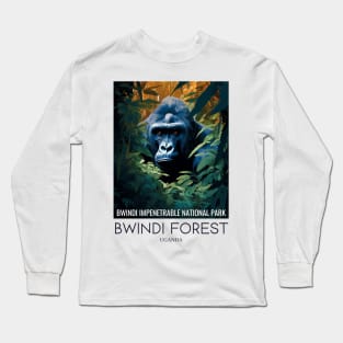 A Pop Art Travel Print of Bwindi Impenetrable National Park - Uganda Long Sleeve T-Shirt